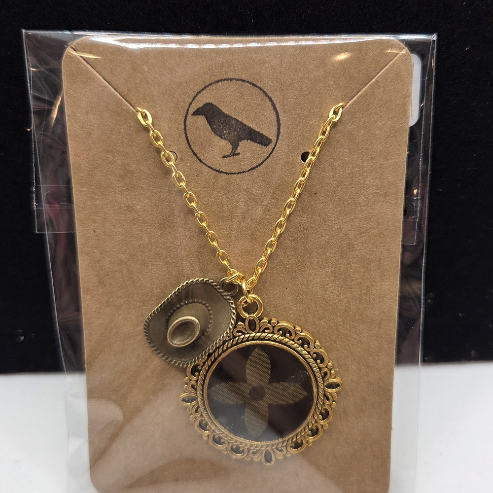 Gold Pendant Necklace with Hat Charm - Picture 3 of 5